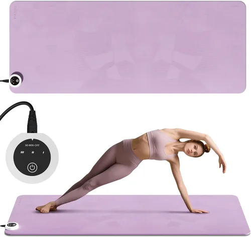 Miniatura 7 de PAIDU Tapete calefactor, tapete térmico de temperatura ajustable, tapete de yoga de calefacción eléctrica antideslizante extra grande, calentador