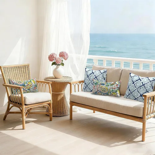 Miniatura 800 de Juego de 2 almohadas para exteriores de 16 x 16 pulgadas, repelentes al agua con interiores, para muebles de patio, hogar, jardín, geometría bohemia