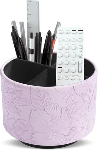 Miniatura 88 de Organizador Redondo de Cuero para Suministros de Arte, Soporte para Control Remoto, Rotación de 360 Grados, Soporte Multifuncional para Lápices