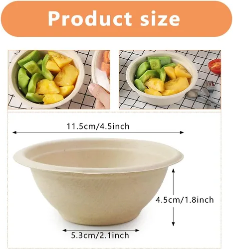 Miniatura 2 de Oomcu Paquete de 100 cuencos de sopa desechables pequeños de 8 onzas a granel, compostables y biodegradables, cuencos de papel reciclado resistentes