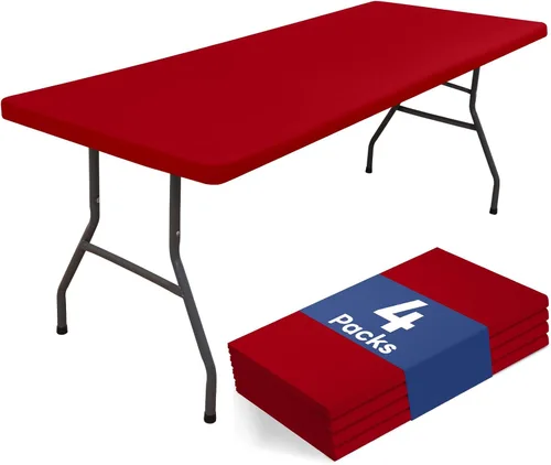 Miniatura 29 de homing Paquete de 4 manteles rectangulares de 4 pies, mantel ajustable de poliéster impermeable, lavable, para picnic, campamento, al aire libre