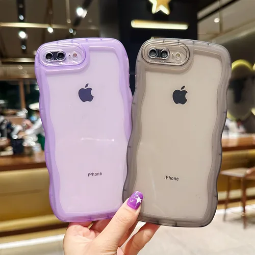 Miniatura 2 de SKYLMW Compatible con iPhone 7 Plus/8 Plus de 5.5", linda funda protectora de silicona suave con forma de onda rizada de estilo Kawaii para mujeres
