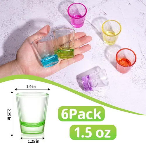 Miniatura 2 de ZZYFGH Juego de 6 Vasos de Chupito, Vasos de Chupito de 1.5 oz Coloridos con Base Pesada, Vasos de Chupito para Vodka, Whisky, Tequila, Espressos