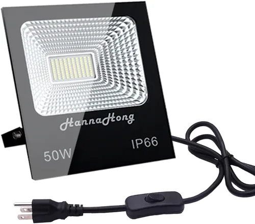 Miniatura 7 de Luz de inundación LED de 10 W con interruptor de encendido/apagado, luz blanca fría, luz de seguridad/trabajo/planta de cultivo al aire libre, IP66