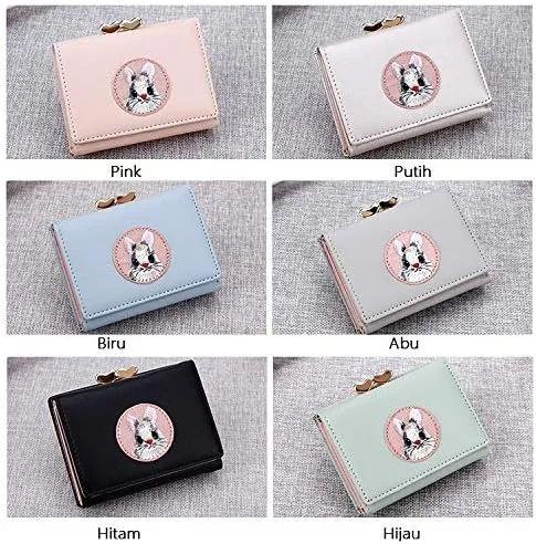 Miniatura 2 de JIUFENG Billetera corta para mujer multiusos bordada tarjetero monedero monedero