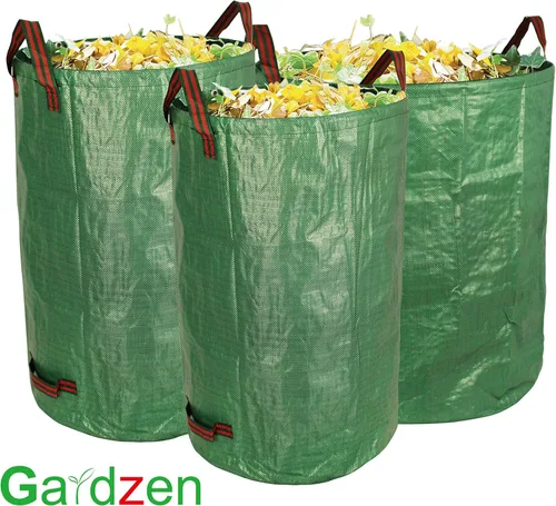 Miniatura 4 de Gardzen Bolsas de basura de 32, 40 y 72 galones, reutilizables, resistentes, plegables, para hojas de jardín, con anillo de plástico, cubo de basura