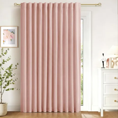 Miniatura 29 de 100% Blackout Shield - 2 cortinas opacas de lino, con presillas traseras/bolsillo para cortinero y aislamiento térmico, para el hogar, 50 pulgadas