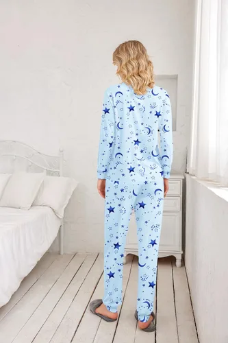 Miniatura 241 de Ekouaer Conjunto de pijama de manga larga para mujer, ropa de dormir suave con cuello redondo y bolsillos