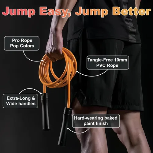 Miniatura 4 de Weighted Jump Rope, 1LB Tangle-Free Ball Bearing Rapid Speed Skipping Rope for Men Women, Adjustable 9mm Cotton & PVC Rope with Alum Handle for