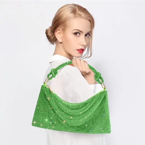 Miniatura 5 de WLLWOO WLLWOO Bolsos de mano con diamantes de imitación para mujer, bolsos de noche elegantes, bolsos cruzados brillantes para fiesta, club, boda