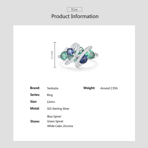 Miniatura 5 de Santuzza Anillo giratorio de plata de ley 925 Anillos de circonita cúbica blanca