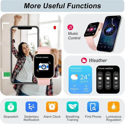 Miniatura 7 de Harper Reloj inteligente para hombres y mujeres, dos correas (silicona + malla) 2.01 pulgadas, HD, reloj inteligente inteligente Bluetooth + control