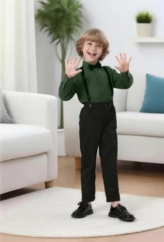 Miniatura 48 de A&J DESIGN Conjunto de ropa formal para niños pequeños con tirantes y tirantes