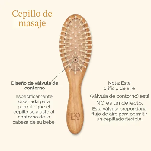 Miniatura 9 de ELLAOLA Juego de cepillo y peine de bambú natural, 3 piezas - Cepillo para costra láctea, cepillo de masaje para el cabello, peine de bambú