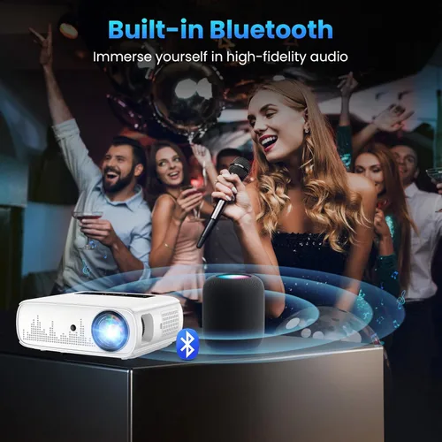 Miniatura 4 de GROVIEW Proyector, 15000lux 490ANSI nativo 1080P WiFi Bluetooth proyector, proyector de video de 300 pulgadas, compatible con 4K y zoom, Blanco