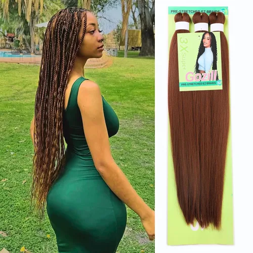 Miniatura 79 de Pelo corto negro trenzado preestirado de 14 pulgadas para trenzas sin nudos, pelo sintético 1B trenzado para trenzas Bob Box