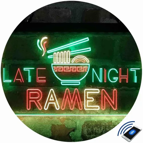 Miniatura 3 de ADVPRO Late Night Ramen Shop Tri-color Led Neon Sign Green & Red & Yellow 13 x 8.7 Inches st9s32-i3305-gry