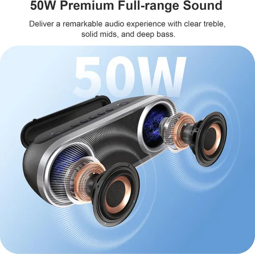 Miniatura 2 de DOSS SoundBox Pro+ P400 Altavoz Bluetooth, sonido estéreo fuerte de 50 W, graves profundos, tiempo de reproducción de 26 horas, luces espejo