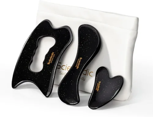 Miniatura 15 de Scienlodic Gua Sha - Herramienta de masaje con mango (resina), herramienta de raspado Guasha más grande para masaje de espalda, cuello, cara