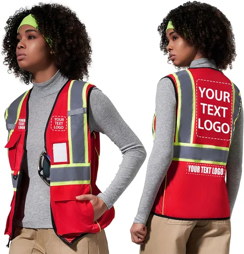 Miniatura 23 de AYKRM Chaleco de Seguridad de Construcción Personalizado con Logotipo Impreso de Alta Visibilidad Reflectante de 2 Tonos