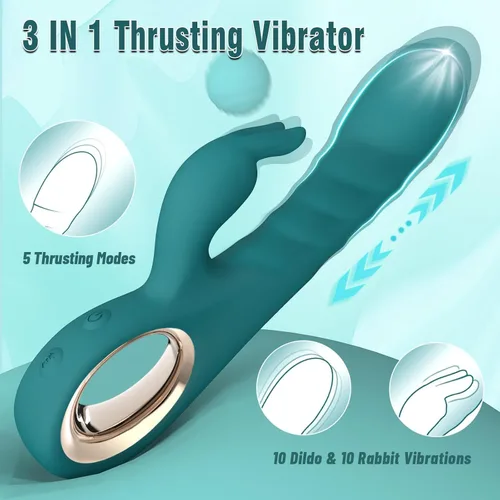 Miniatura 3 de Consolador Vibrador de Empuje Juguetes Sexuales Femeninos - SeYouYou 3 en 1 Juguetes Sexuales para Mujeres con 10 Vibraciones y 5 Modos de Empuje