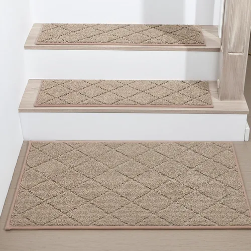 Miniatura 7 de COSY HOMEER - Alfombra antideslizante para escaleras, para interiores y escalones de madera, para niños y perros, 100 % poliéster, base de Beige