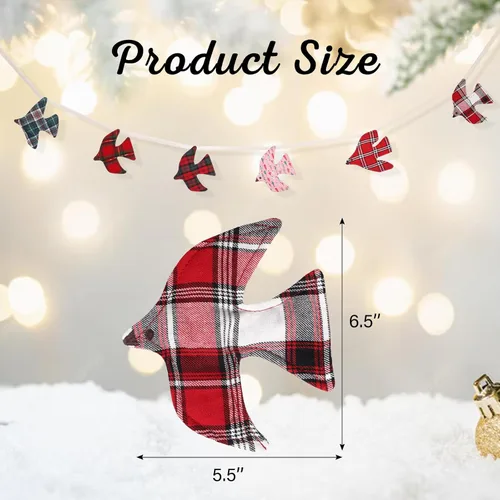 Miniatura 2 de Elegant little tail Guirnalda de Navidad a cuadros rojos, blancos y verdes, para árbol de Navidad, paloma, decoración de fiesta de Navidad