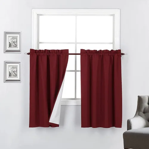 Miniatura 7 de 2 paneles de cortinas opacas con aislamiento térmico y forro blanco en la parte trasera para ventana de bloqueo de luz para cualquier ventana