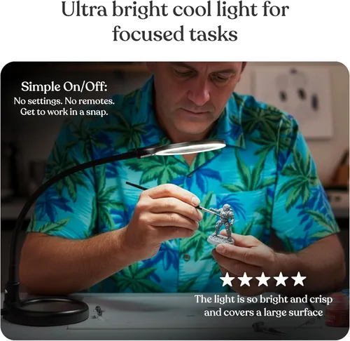Miniatura 3 de Brightech LightView Pro Flex 2 en 1: Lámpara de escritorio con aumento, Lupa ligera de 2.25x, Lupa ajustable con cuello de cisne y luz para Negro