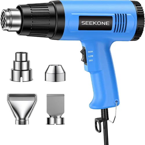 Seekone Pistola de calor, kit de pistola de aire caliente de 1800 W de alta resistencia, configuración de temperatura dual 299℃ y 599℃, pistola de