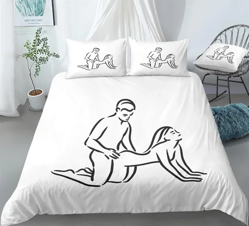 Miniatura 4 de REALIN Juego de ropa de cama para parejas apasionadas, divertido y cálido, juego de funda de edredón para niñas, niños, 2/3/4 piezas, fundas