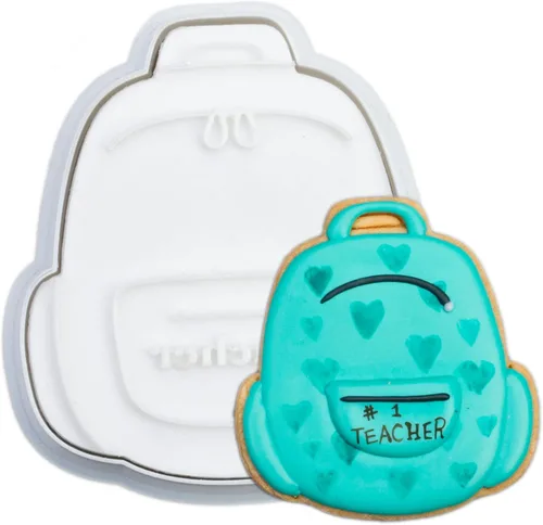 Miniatura 11 de Juego de cortador de galletas de regreso a clases con sellos de émbolo, 11 piezas, regalos de cocina, cumpleaños, vacaciones, ácido poliláctico 3D