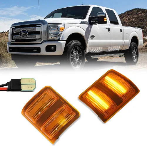 Luz de marcador LED para espejo de 2008-2016 Ford F250 F350 F450 Super Duty, luz de señal de giro ámbar, lente ámbar