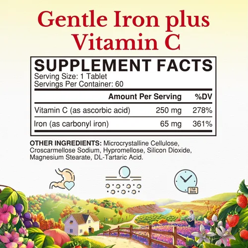 Miniatura 4 de Vitalitown Suplemento de hierro para mujeres y hombres, hierro de alta potencia de 65 mg con vitamina C de 250 mg, menos estreñimiento, mejor