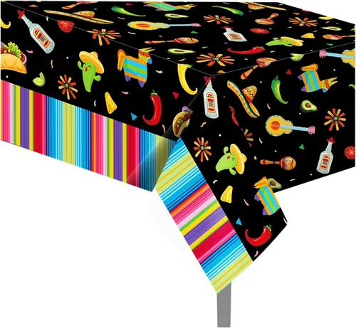 Miniatura 18 de 1 paquete de mantel de plástico con diseño de bandera americana del 4 de julio para fiesta, 54 x 87 pulgadas de largo, mantel rectangular para bufé