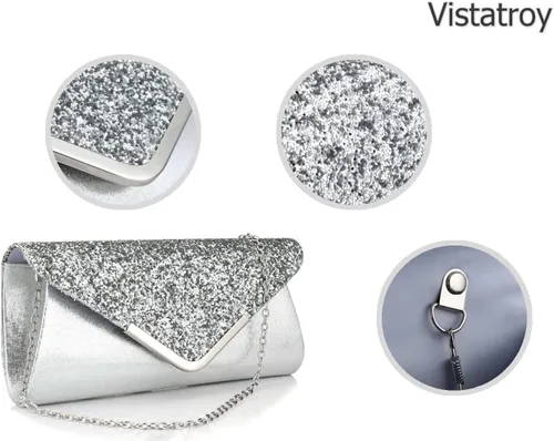 Miniatura 2 de Bolso de noche con lentejuelas con purpurina para mujer, bolso de mano para fiesta nupcial