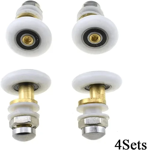 Miniatura 6 de Hahiyo Ruedas para puerta de ducha de latón de 0.787 in de diámetro con tornillos de acero inoxidable, rodillos de nailon duradero, rodamientos