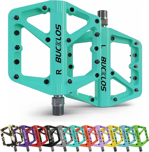 BUCKLOS Pedales de Bicicleta de Montaña MTB Pedales Planos, Bicicleta de Carretera para Adultos Plataforma Grande Pedal Antideslizante de Nylon para