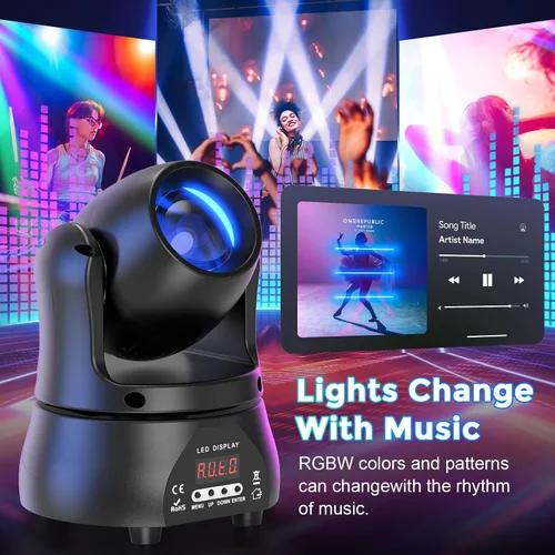 Miniatura 9 de 2PCS 40W LED de cabeza móvil luz RGBW haz iluminación escenario focos con sonido DMX activado modo automático para fiestas, pista de boda, banda