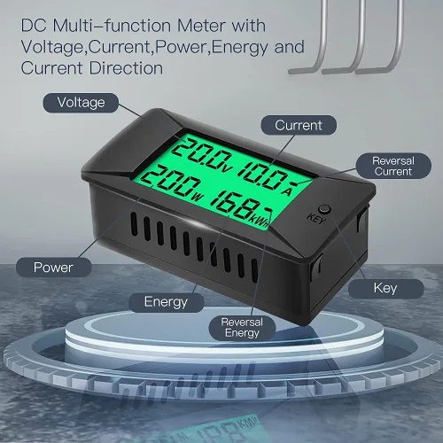Miniatura 2 de Medidor Monitor de Batería Multifunción DC, 0-300V, 0-100A Shunt Incorporado, Ampliamente Aplicado a Baterías de RV/Coche de 12V/24V/48V, Pantalla