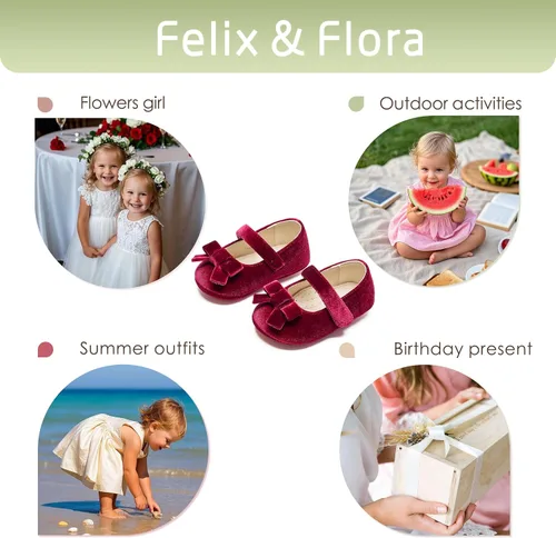Miniatura 238 de Felix & Flora Zapatos de bebé de suela suave - Zapatos de bebé para caminar, mocasines, suela de goma, zapatos de cuna