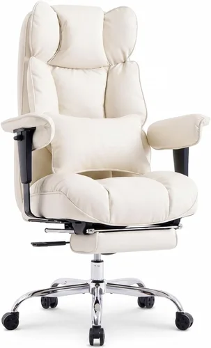Miniatura 10 de Efomao Silla de oficina grande y alta de 400 libras, silla de escritorio reclinable resistente con reposapiés, silla ejecutiva de piel sintética