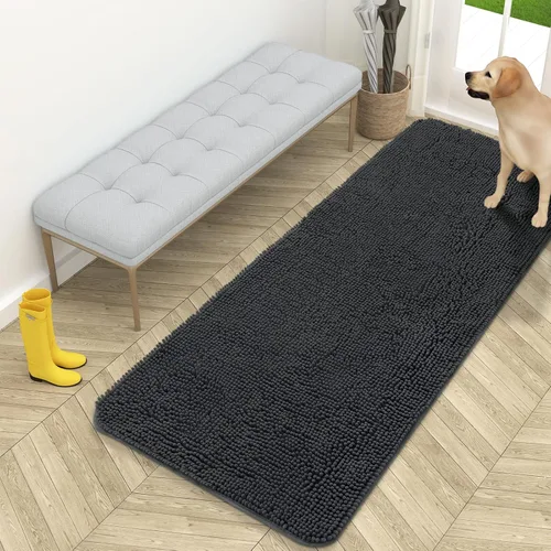 OLANLY - Tapete para puerta de perro y patas sucias, absorbe la humedad y la suciedad, antideslizante, lavable, de felpilla de secado rápido, para