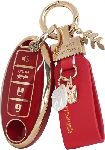 Miniatura 16 de Funda para llavero Nissan de 3 botones, funda inteligente para Altima Rogue Murano Pathfinder, carcasas de llaves con llavero, accesorios