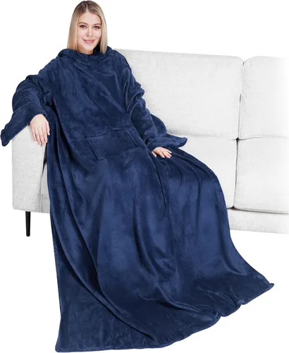 Miniatura 26 de PAVILIA Wearable Blanket with Sleeves for Adult Women Men, Cozy Fleece Warm Wrap Throw with Arms, Gifts for Christmas, Wife