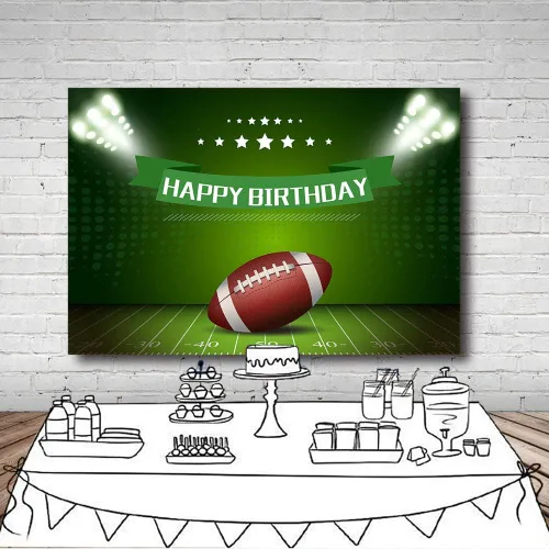 Miniatura 5 de MEHOFOTO - Fondo de fotografía de fútbol americano con temática de niño feliz cumpleaños, decoración de fiesta, rugby, deportes, campo de fútbol