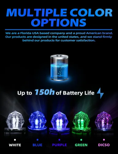 Miniatura 6 de BLUEWING Luces LED de pesca de diamante, luces de caída profunda, intermitente subacuático, activación de agua, señuelos de pesca con iluminación