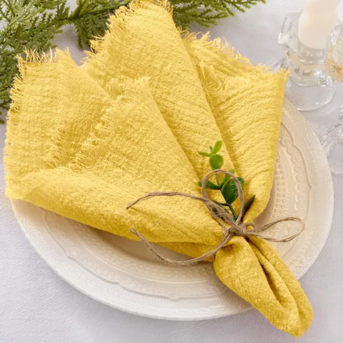 Miniatura 12 de Socomi Juego de 6 servilletas de lino de color beige, para Pascua, primavera, lavables, de algodón, con flecos, de 17 x 17 pulgadas, para bodas