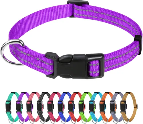 Miniatura 9 de TagME Collares de nailon reflectantes para perros, collar ajustable clásico para mascotas con hebilla de liberación rápida para perros pequeños