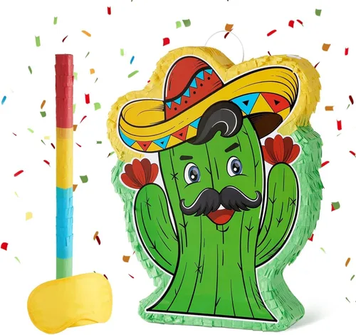 Miniatura 65 de WERNNSAI - Piñata de sirena plegable, piñata de cumpleaños con flecos que incluye cuerda para jalar, venda y bate. Decoraciones